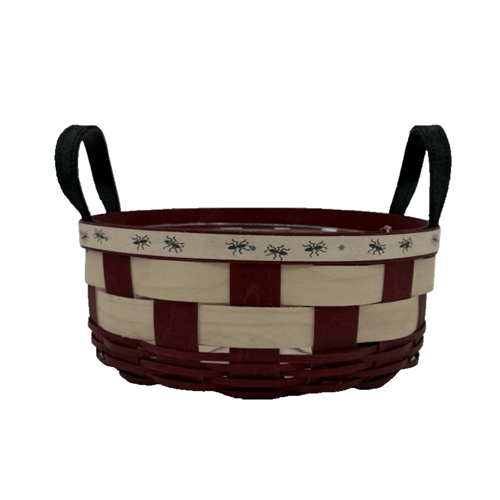 NWT Longaberger Red White Check Darning Basket Summertime Collections Ant Detail